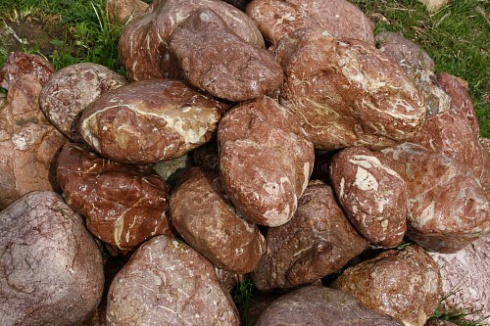 Kamenclub.ru: Розовый валунчик фр.100-300 мм.  купить в Екатеринбурге крупный природный камень розовый, серый молочный красный речной галечник природный 7850 руб/т   фото КАМЕНЬ КЛУБ