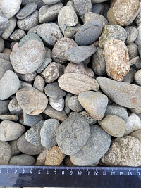 Kamenclub.ru: Галька речная окат (пестрая) фр. 20-40 мм. купить  в Екатеринбурге галька речная пестрая, серая, серые оттенки галька речная окатанная округлая 5000 руб/т   фото КАМЕНЬ КЛУБ