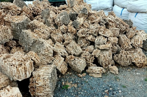 Kamenclub.ru: Крымский природный меотис фр. 100-500 мм.  купить в Екатеринбурге меотис бежевый рыжий молочный желтый ракушечник 4 500 руб/т   фото КАМЕНЬ КЛУБ