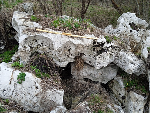 Kamenclub.ru: Выветренный известняк со мхом фр. 100-500 мм.  купить в Екатеринбурге известняк серый белый зеленый валун известняковый крупный 10000 руб/т   фото КАМЕНЬ КЛУБ