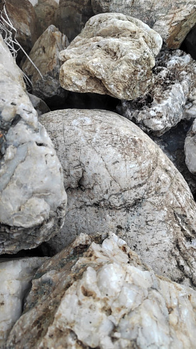 Kamenclub.ru: Кварцевый валунчик фр.100-300 мм.  купить в Екатеринбурге кварц белый, бежевый молочный рыжий крупный природный камень галечник 7850 руб/т   фото КАМЕНЬ КЛУБ